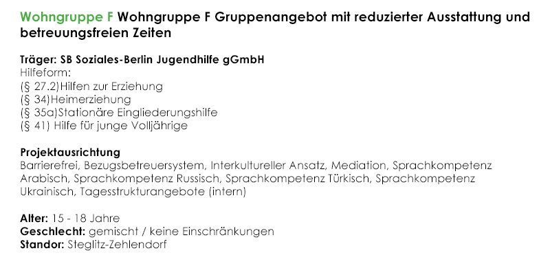 Wohngruppe F Freiplatzmeldung
